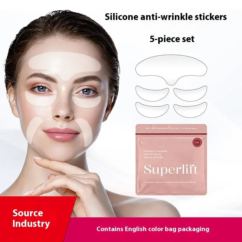 Five silicone anti-wrinkle facial stickers for wrinkle removal and prevention