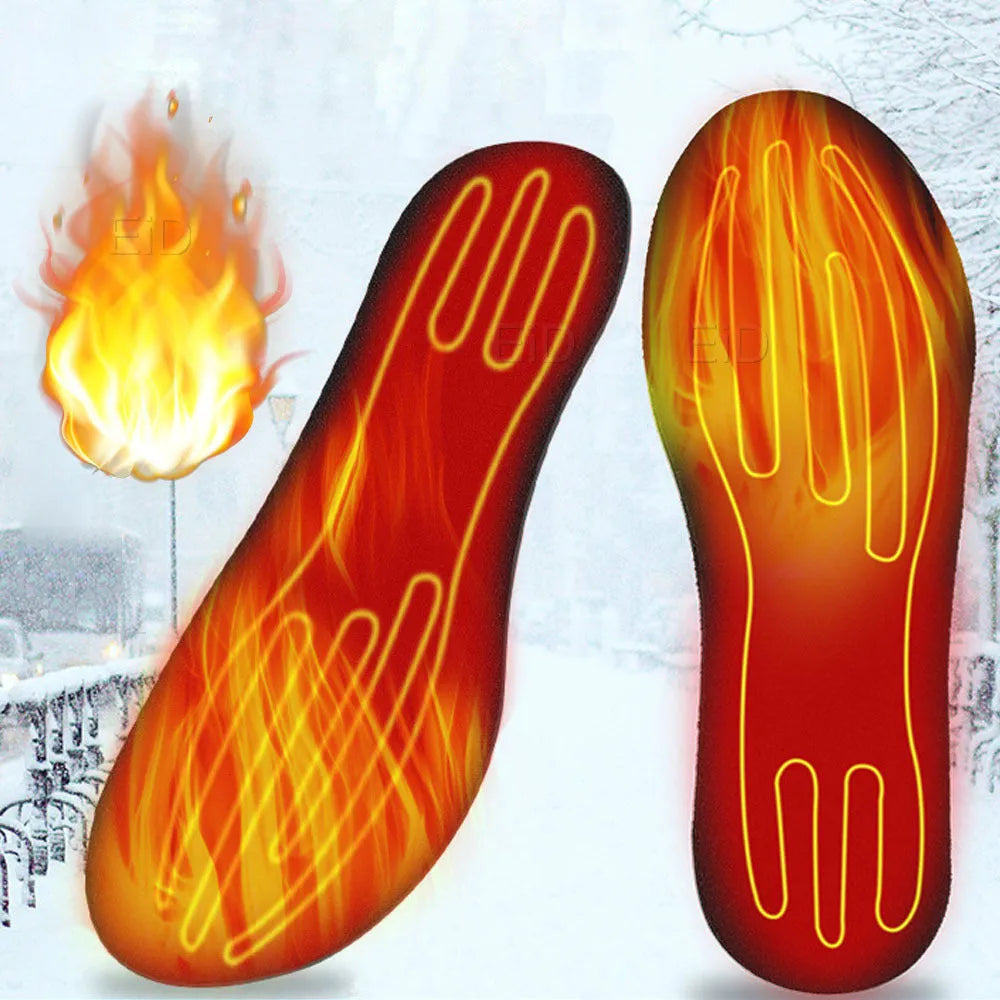 Pair of USB heated shoe insoles with cut-to-fit design for winter warmth