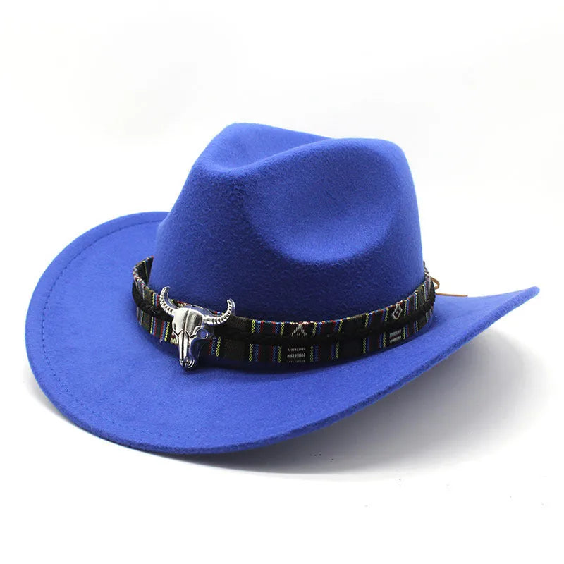 Western cowboy hat with bell crown in polyester fabric, shown in multiple colour options