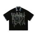 Men's cotton short sleeve top with graffiti printing in loose fit street style