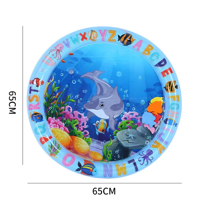 95cm square pet water playmat with floating fish toys in clear PVC mat for cats and dogs