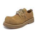 American retro outdoor waterproof cowhide derby work shoes for men in light brown, lace-up style