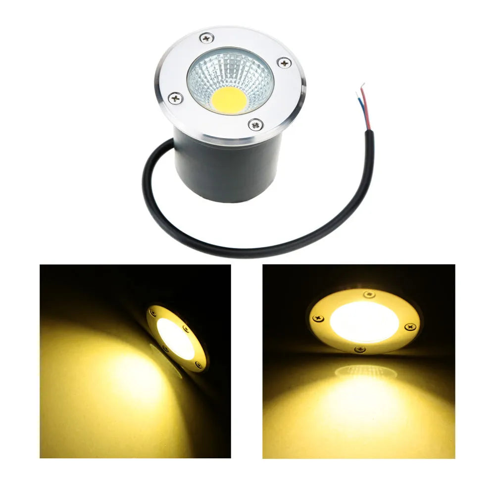 Round black stainless steel LED COB underground light for recessed outdoor garden installation