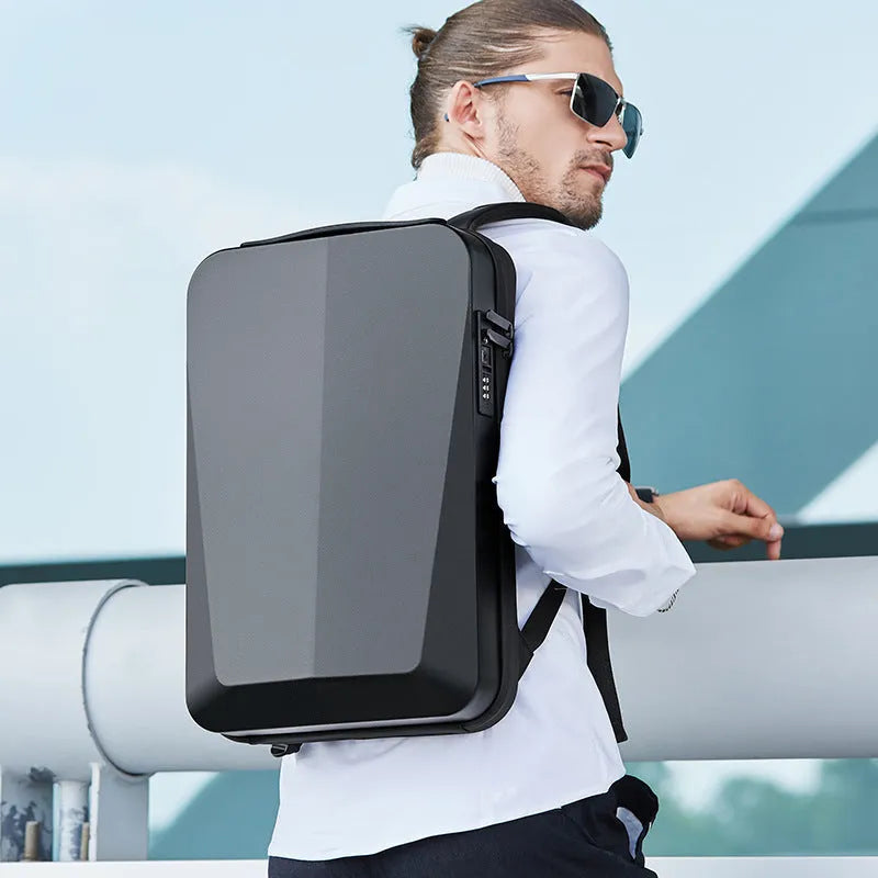 PC blister hard case computer bag with combination lock in silver, 45x30x8cm, business commuting style