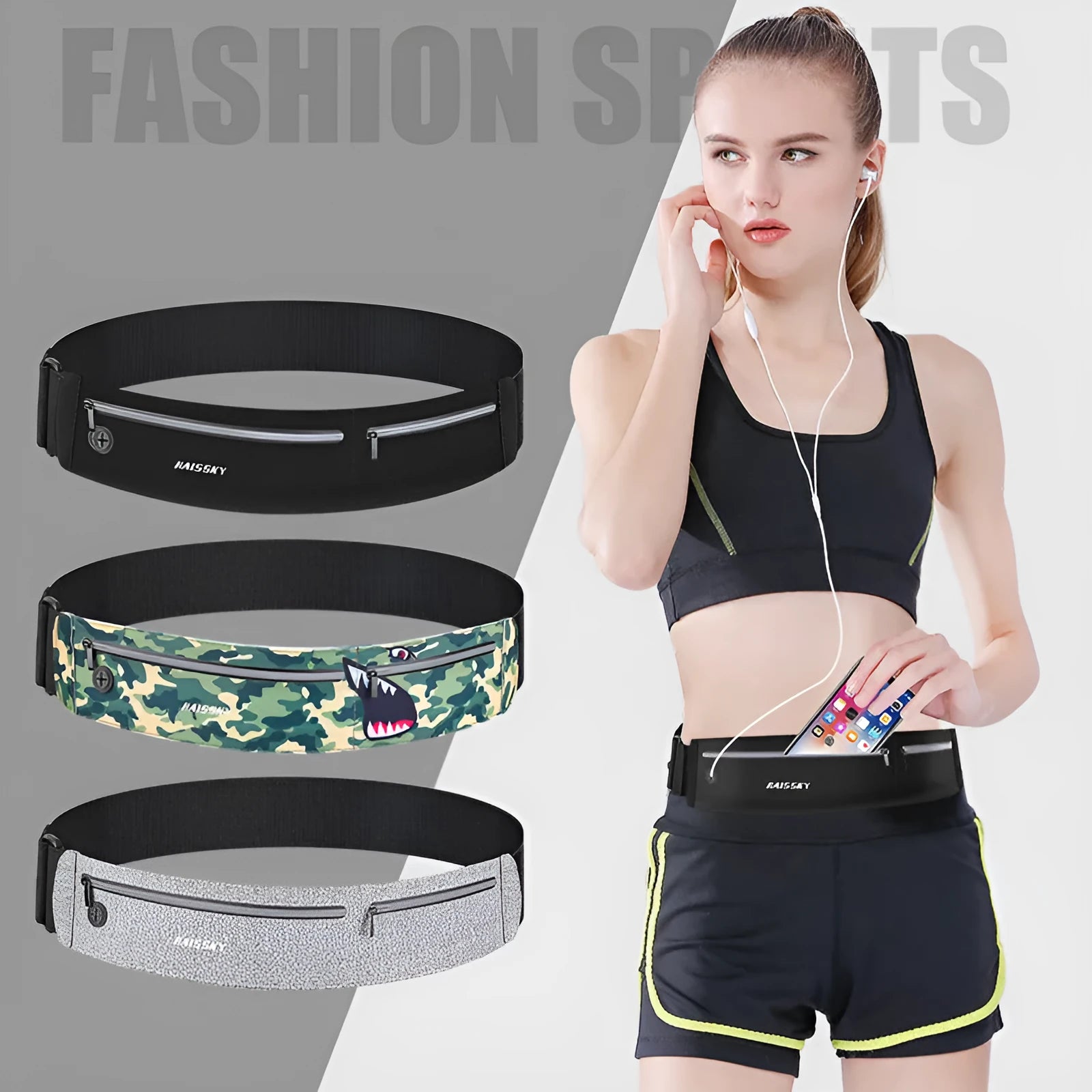 Waterproof 8-inch waist bag in camouflage crocodile pattern for outdoor sports