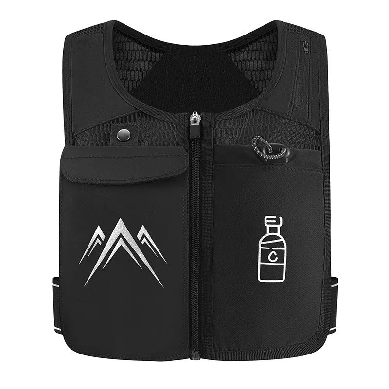 Breathable mesh running vest with mobile phone compartment in classic black colour