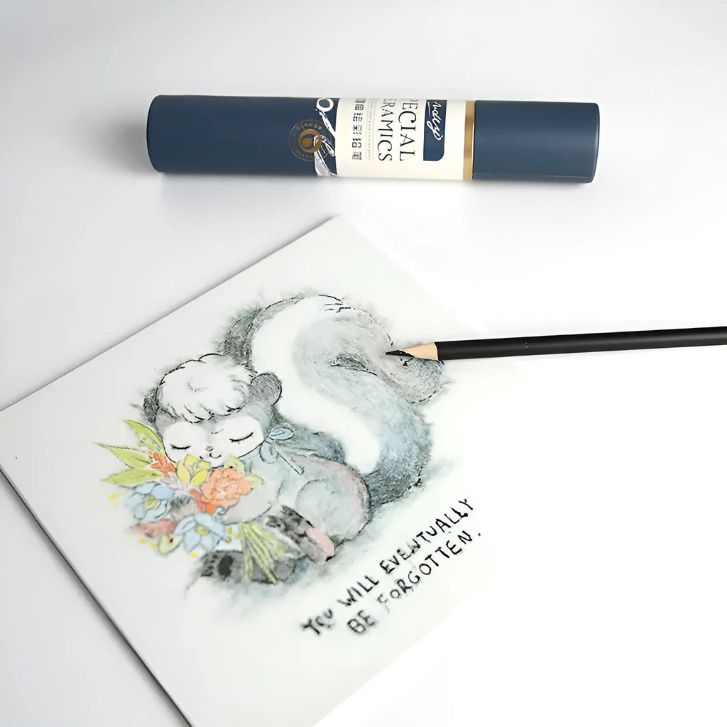 Single water-soluble underglaze colour pencil in blue for pottery drawing