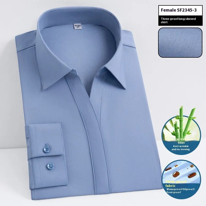 Men's slim fit bamboo fibre business shirt in solid colour with square collar.