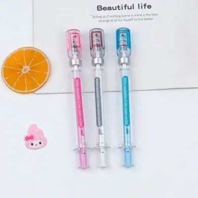 Vaccine design novelty gel pen showing 15.7cm length with black 0.5mm refill
