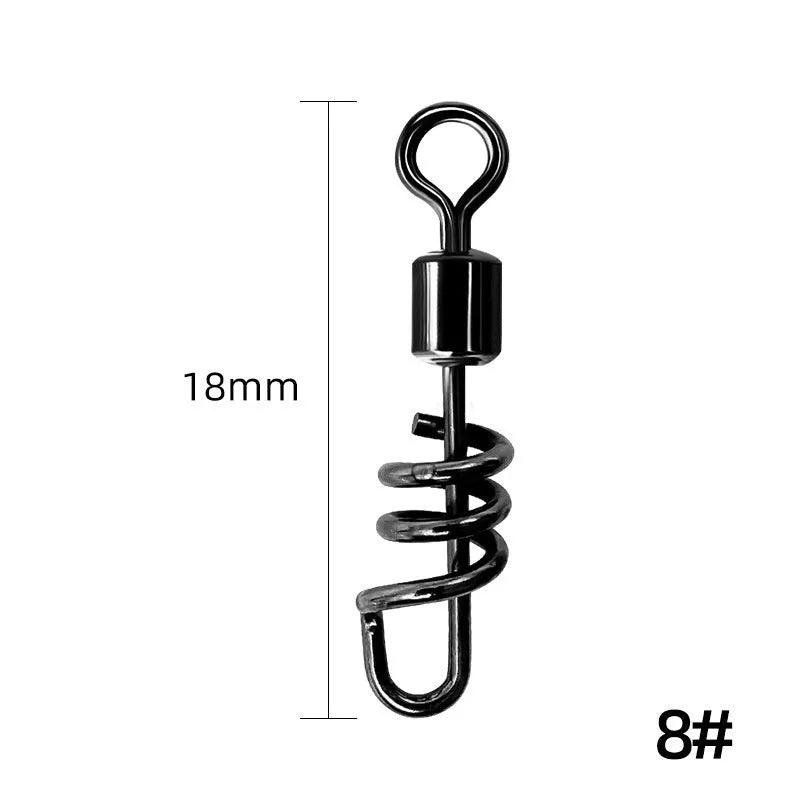 Copper or stainless steel fishing swivel connector, 8-shaped split ring in seven colour-coded sizes.