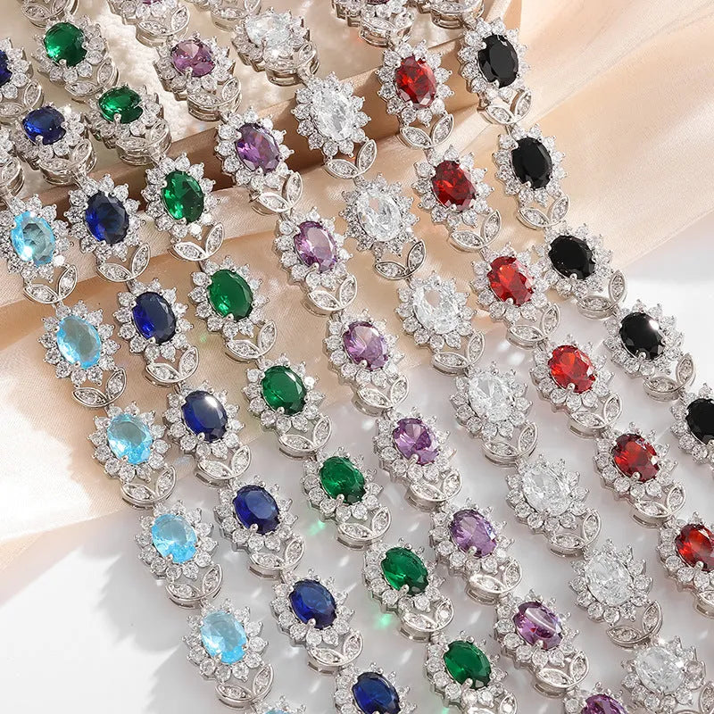 Women's simple zircon inlaid bracelet in environmentally friendly alloy with electroplating finish