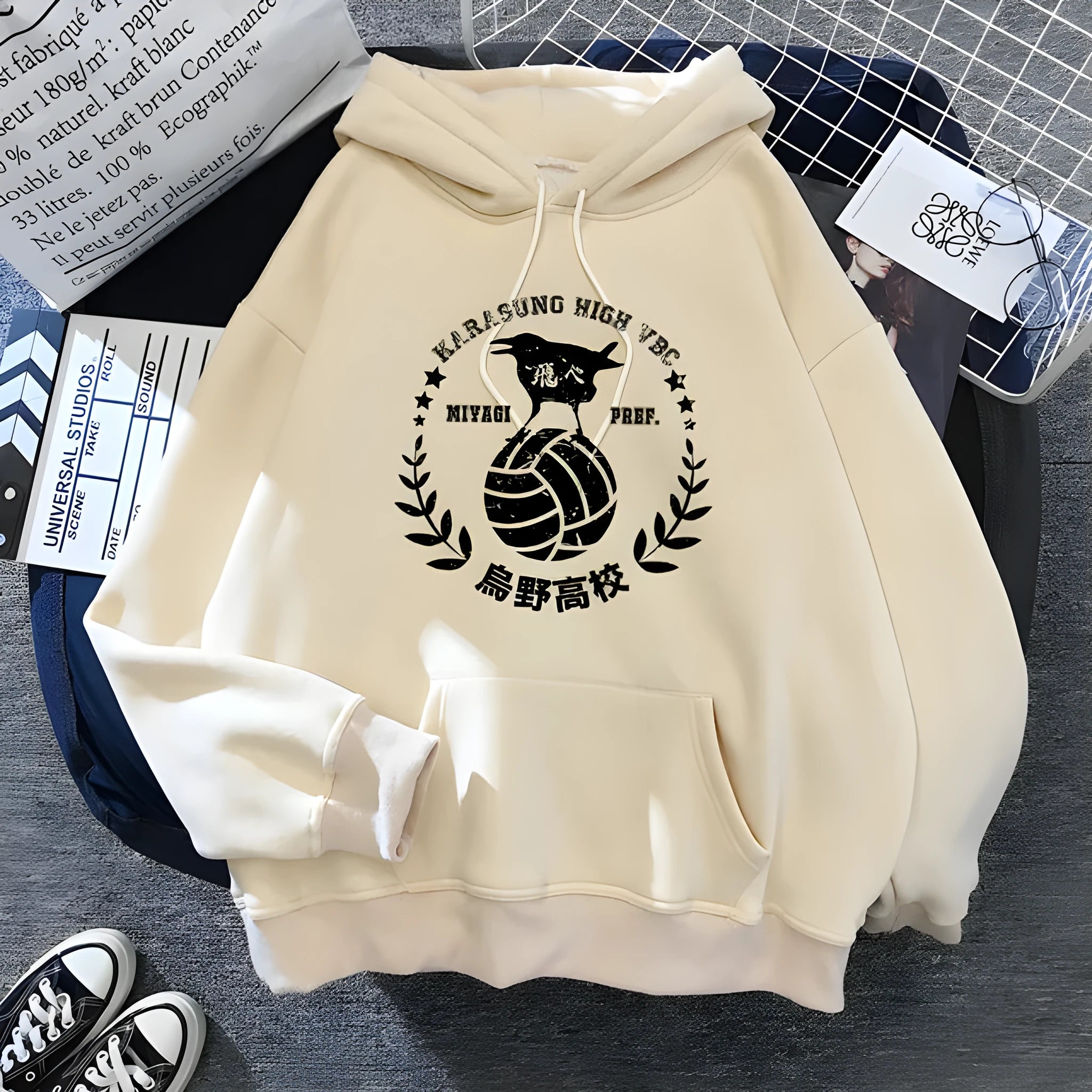 Hot Japanese Anime Haizhu Hoodie pullover shirt in character pattern, cotton polyester blend