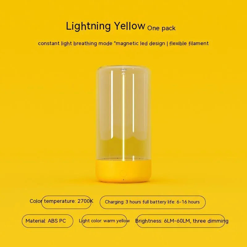 New LED camping light with Type-C rechargeable portable night light, 360-degree illumination, touch control, flexible magnetic filament