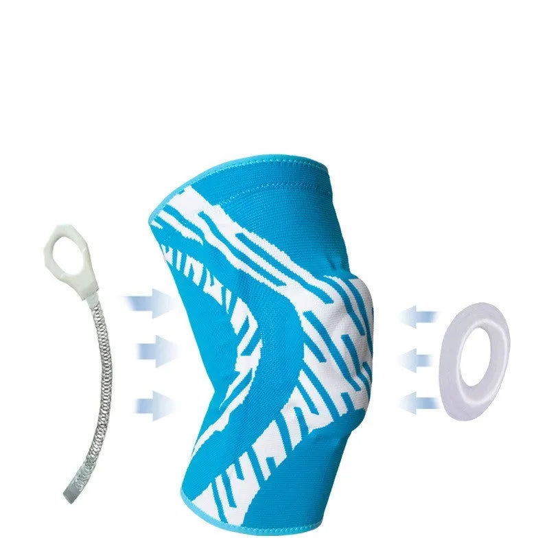 Men's black basketball knee pads showing compression fit and protective kneecap design
