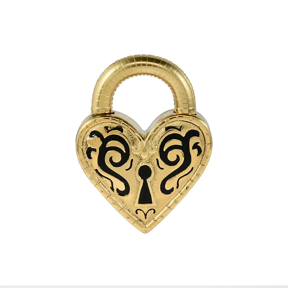 A pair of women's heart-shaped earrings in stainless steel with a gold electroplated finish.