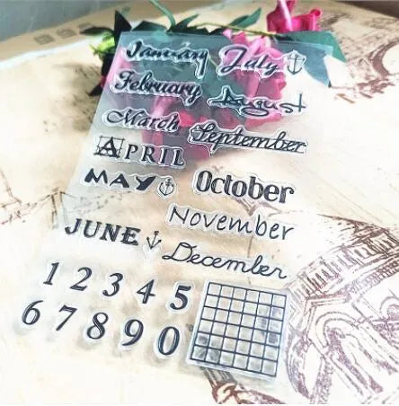 Transparent silicone vintage icon calendar seal for date stamping