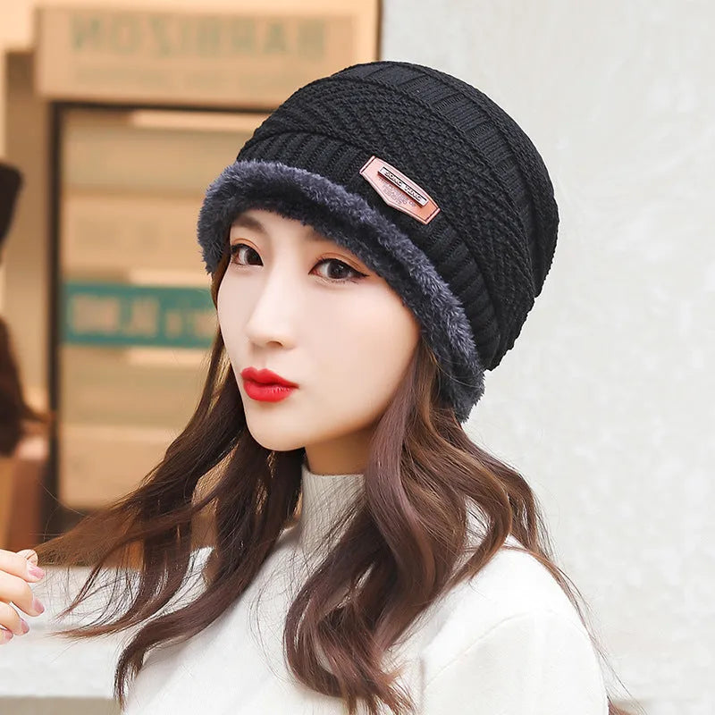 Coral fleece wool balaclava hat in navy blue with dome top and neck cover