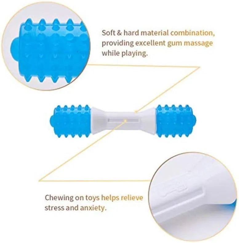 Dual-colour puppy teething chew toy made of safe TPR and PU rubber for dental health