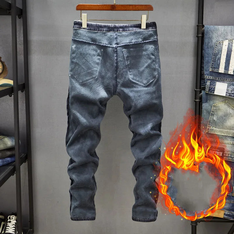Men's slim fit cotton denim jeans with micro elasticity in dark blue and light blue colour options