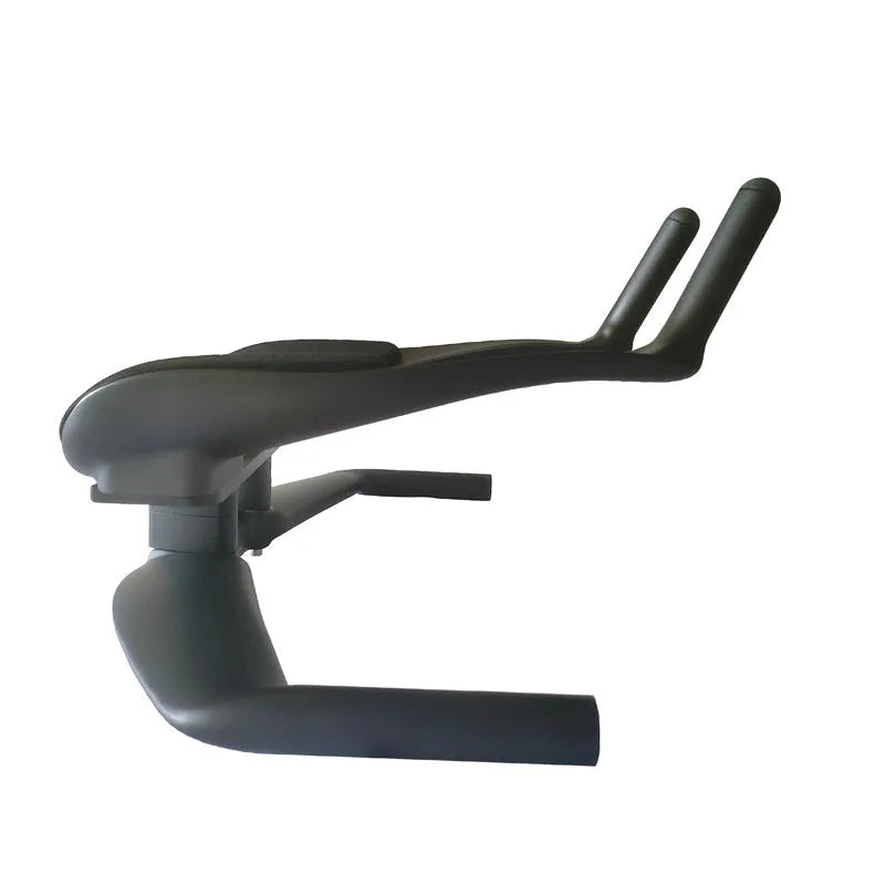 Black carbon fibre bicycle TT handlebars showing 10 and 15 degree angle options.