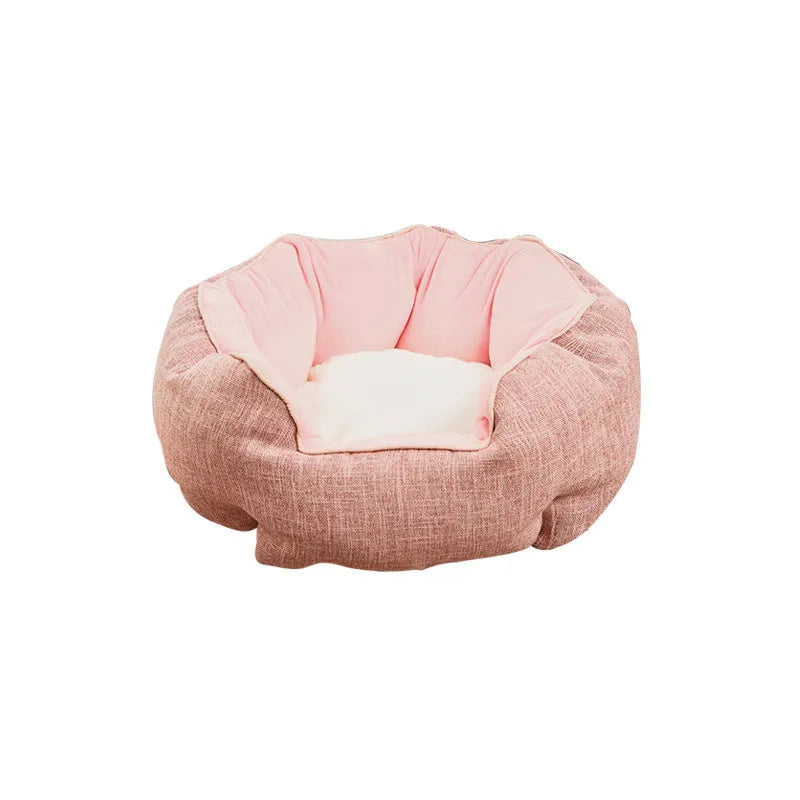 Blue octagonal pet bed with removable mats for small dogs and cats