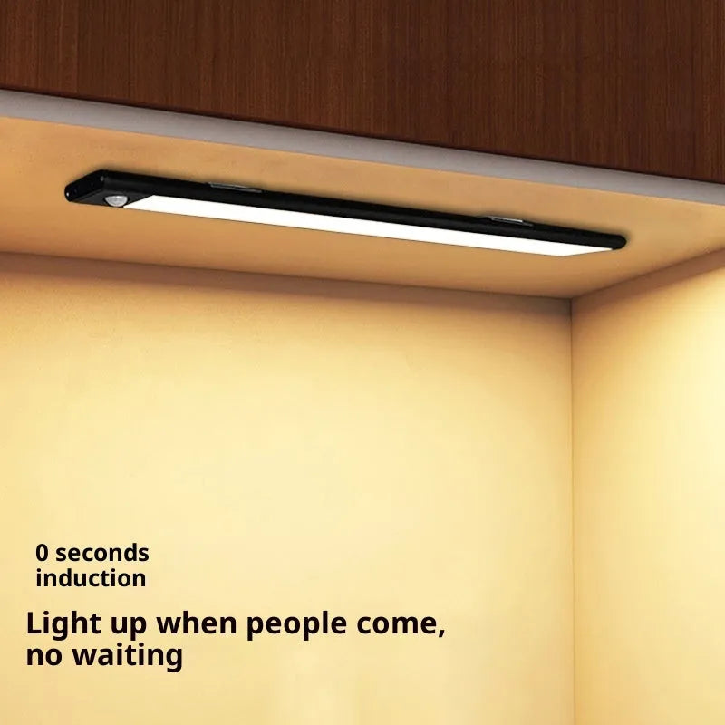 Smart LED strip human sensor light in silver, 30cm, with magnetic and self-adhesive mount for wardrobes