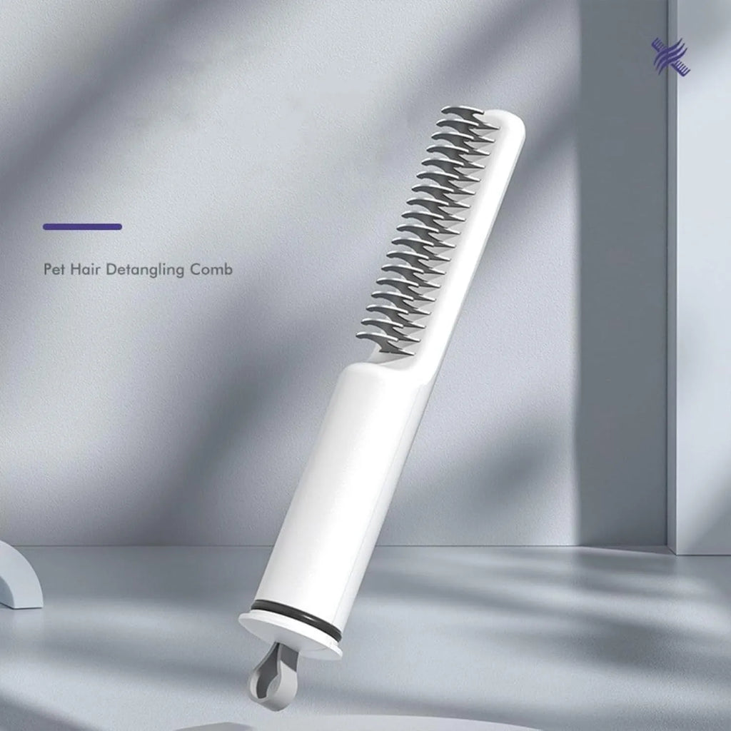 Stainless steel pet dematting comb with user-friendly handle for removing knots and mats from dog hair
