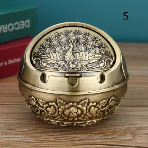 Creative alloy ashtray in bronze with smoke extinguishing slot, featuring a detailed Money Tree design.