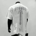 Men's loose fit pure cotton short sleeve T-shirt in black or white with printed design