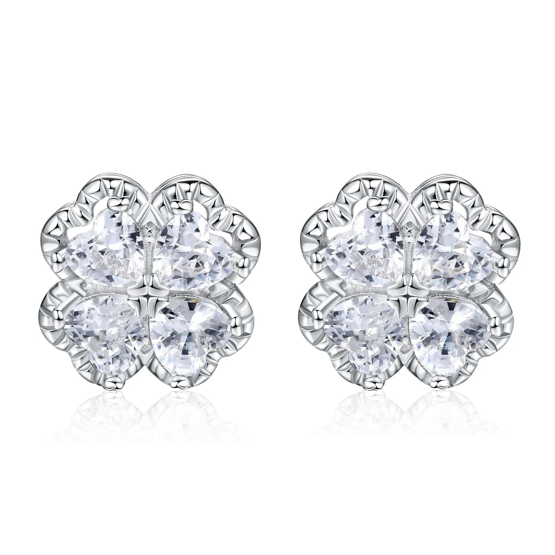 Zeng Yin women's 925 silver heart-shaped earrings with white zircon stones in white gold colour.