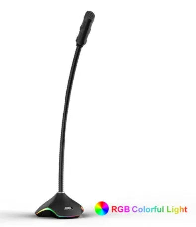 Black wired capacitance microphone with foldable desk stand and foam windscreen for PC connection