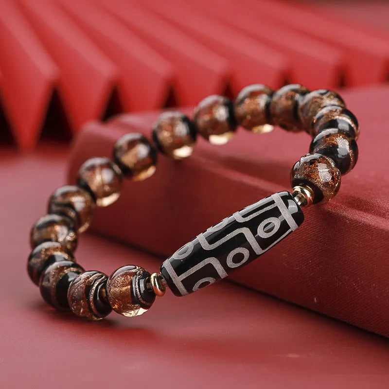 Coloured glaze Chinese style bracelet with snake beads, available in 10mm, 12mm, or 14mm sizes.