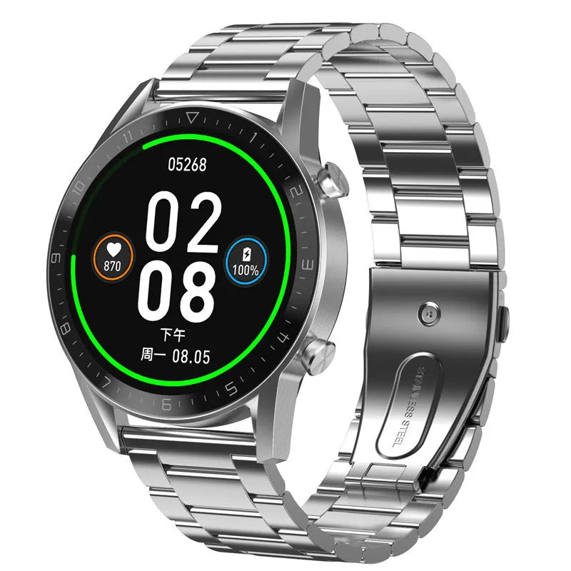 Multifunctional sports watch with 1.3-inch touchscreen and genuine leather strap