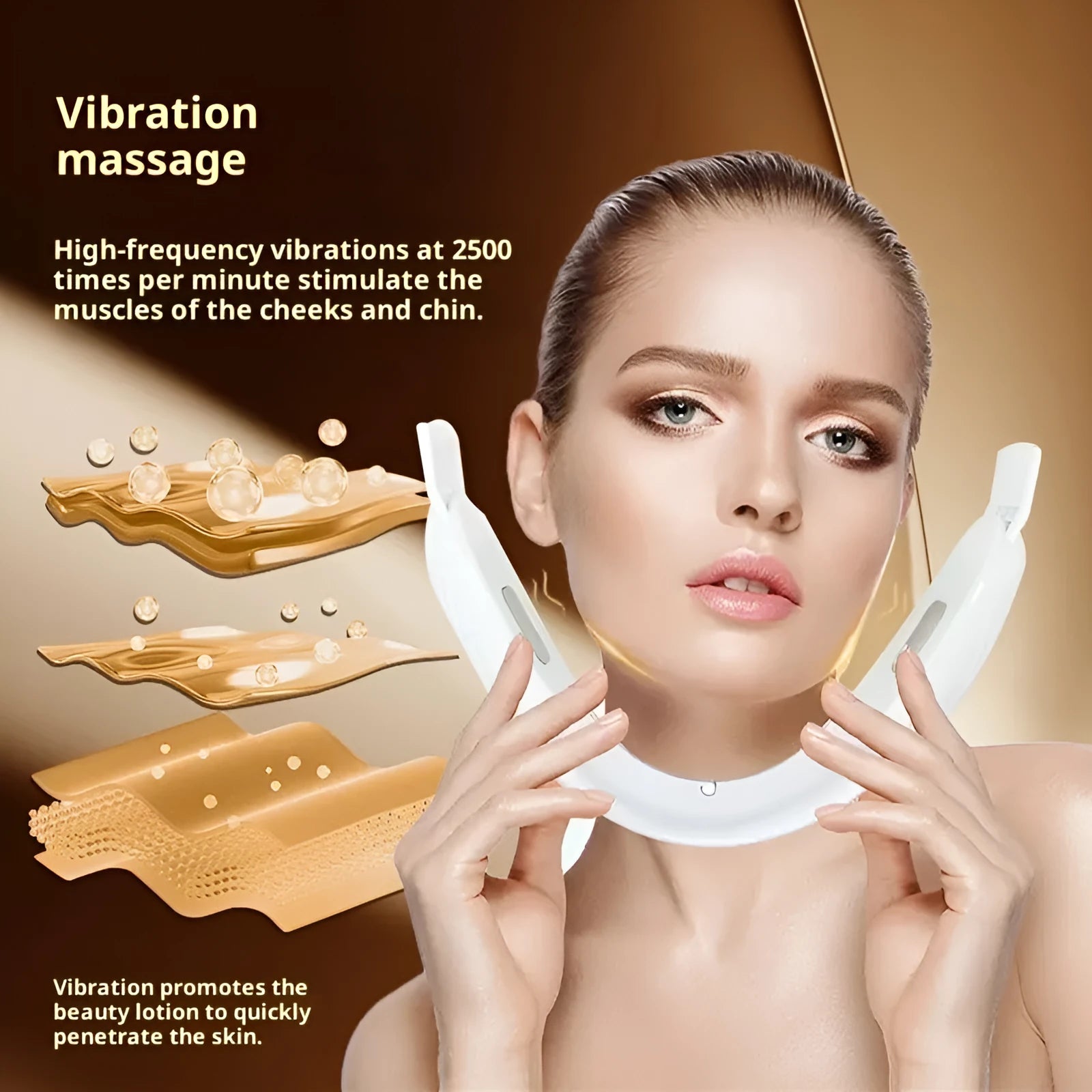 Home-use facial lifting massager with microcurrent, LED lights, and 9 energy levels in plastic shell