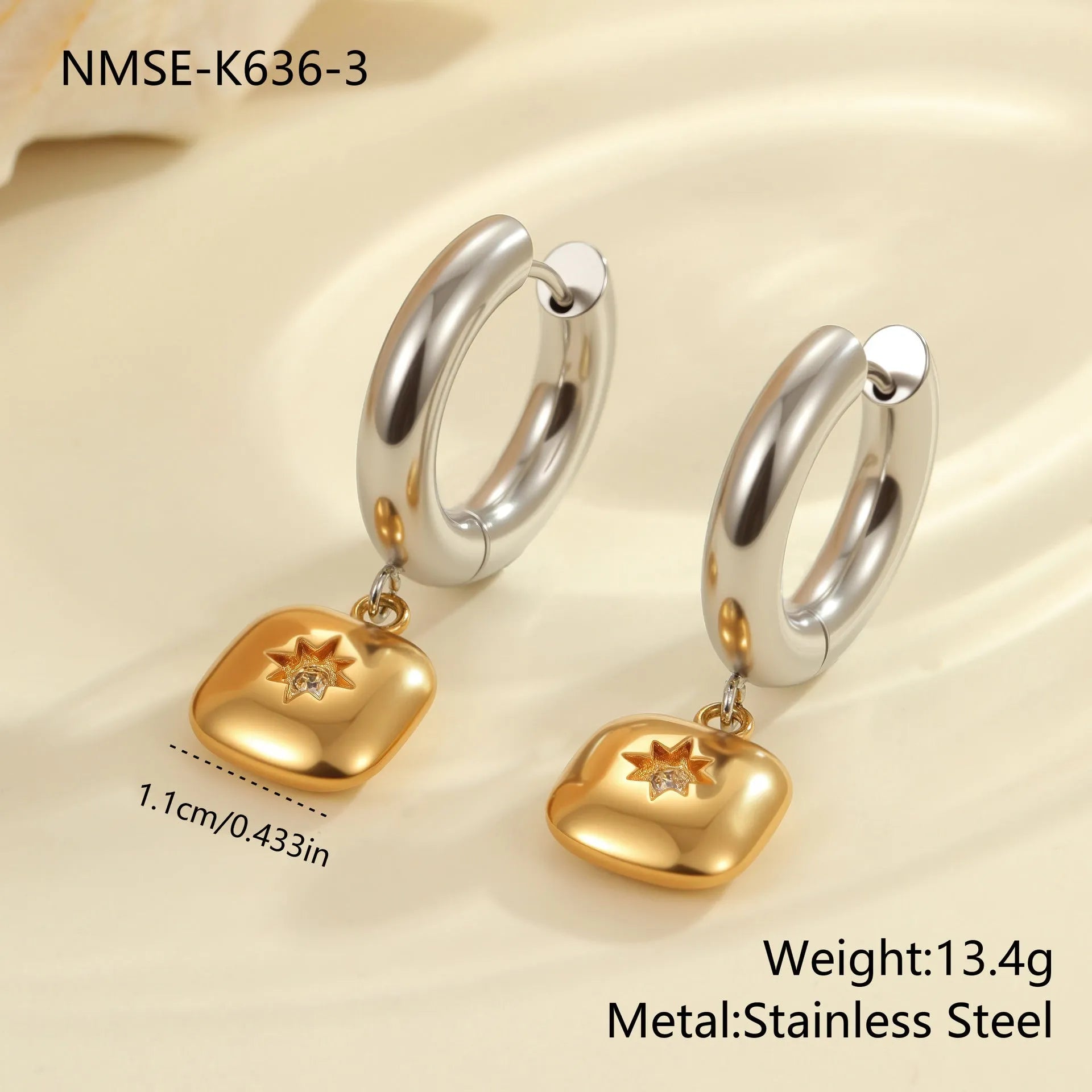Christmas tree heart earrings in stainless steel with 18K gold electroplating and holiday designs