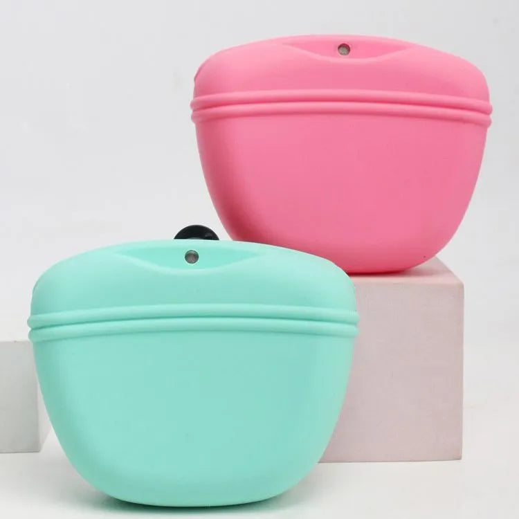 Silicone dog training waist bag with clip and magnet closure in multiple colour options
