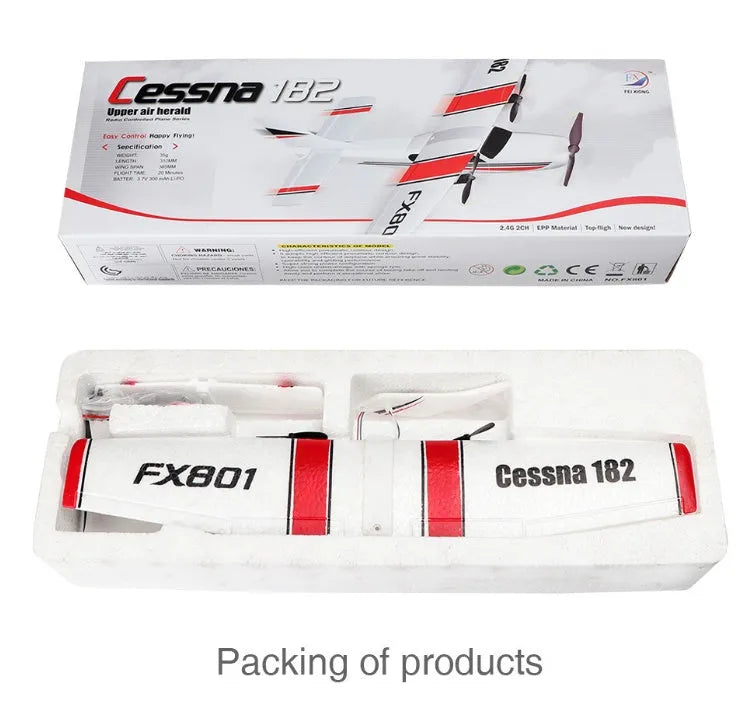 DIY Cessna 182 remote control glider in EPP foam with wing, tail, and landing gear components