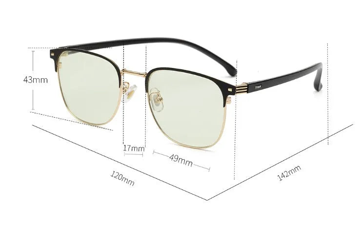 Flat without degree anti-blue glasses with PC lens, 20g, in black colour on white background