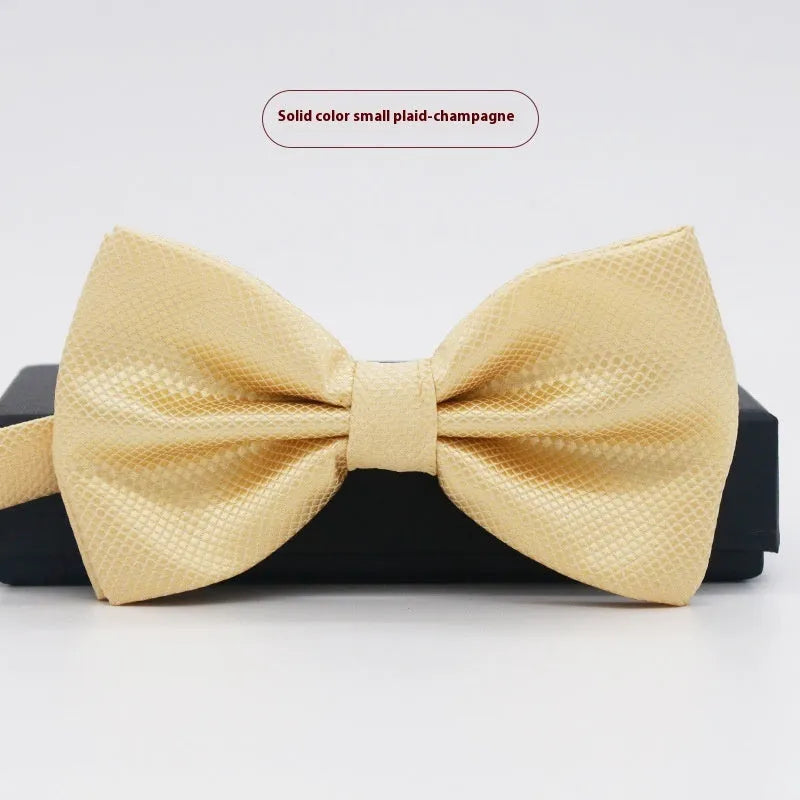 Solid colour polyester bow tie with flat head design measuring 12cm by 6cm