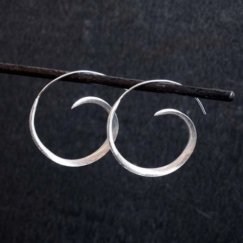 Gold alloy ear studs with round spiral leaf geometric design for women
