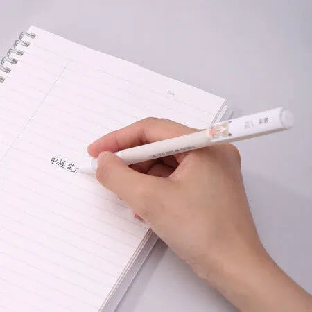 Black gel pen with full needle tube, plastic body 14.1x1.1cm, non-erasable ink