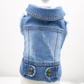 Denim pet dog vest with retro scratch pattern in dark and light colours for small breed autumn winter wear