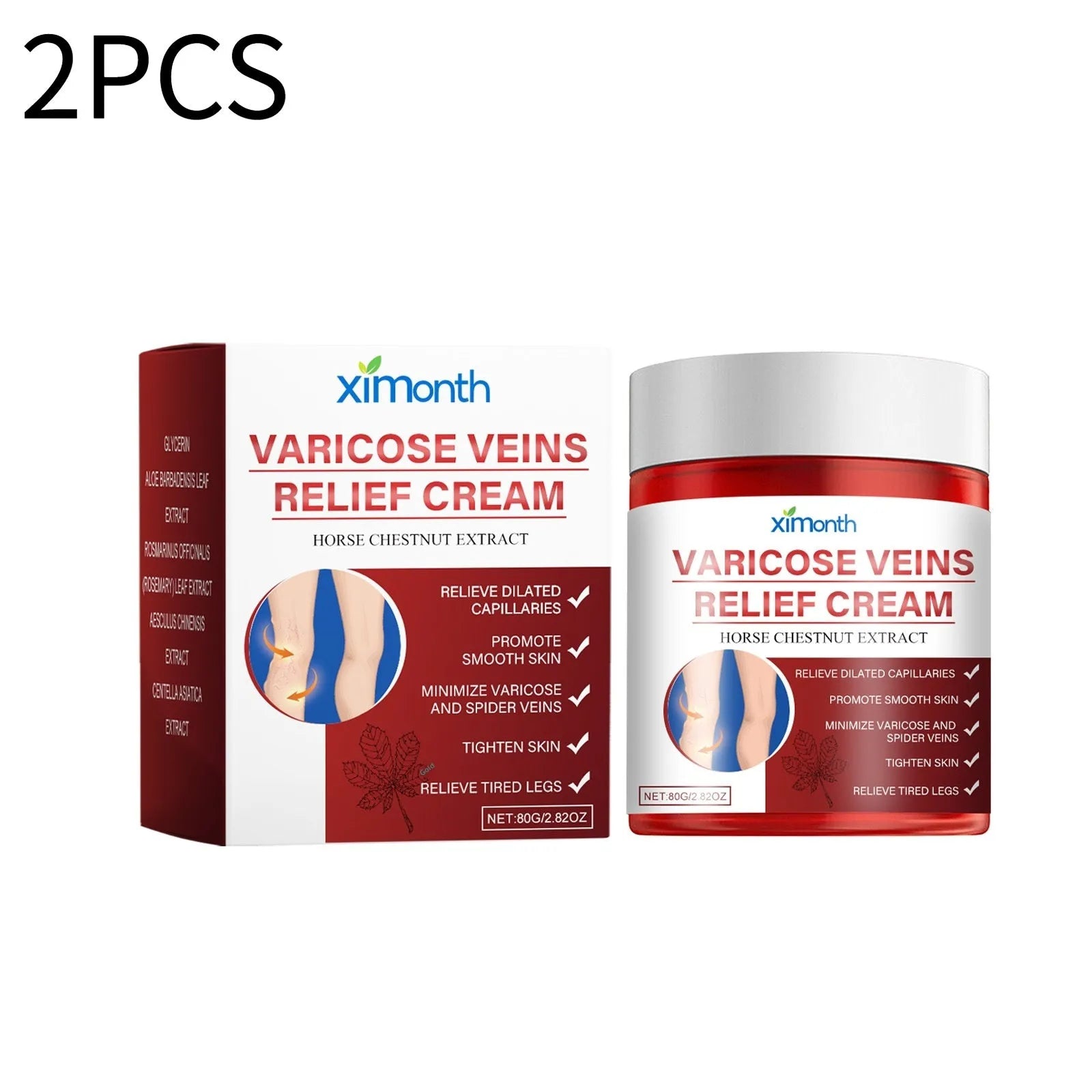 80g jar of leg care cream for moisturising and massage, suitable for all skin types