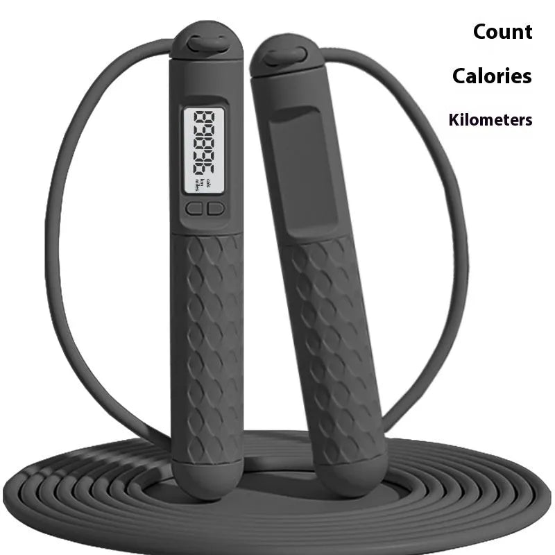 Fitness skipping rope with bearings in various colour options including black, green, navy blue, pink and purple