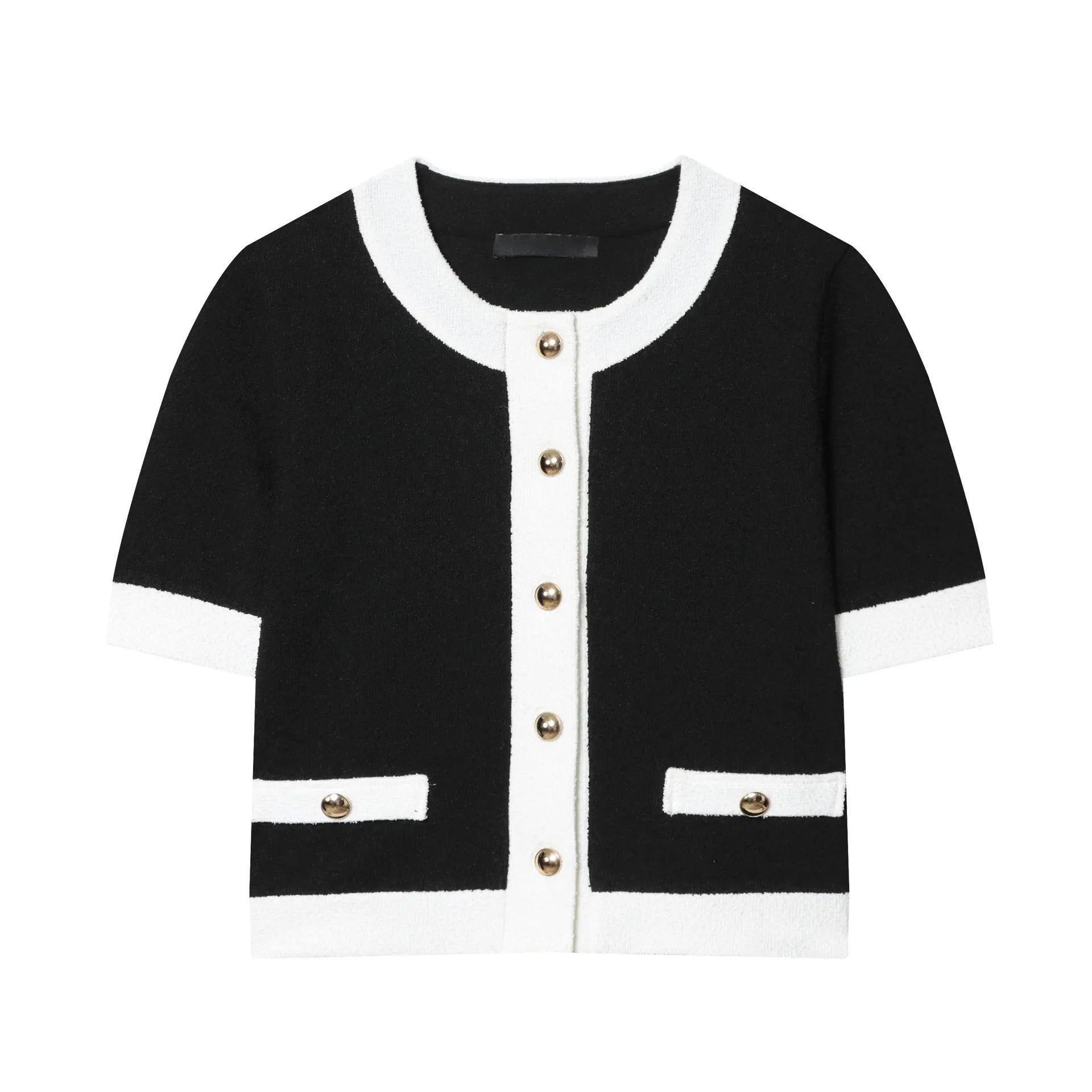 Women's polyester casual suit with beaded leather-look top and stretch high-waisted trousers