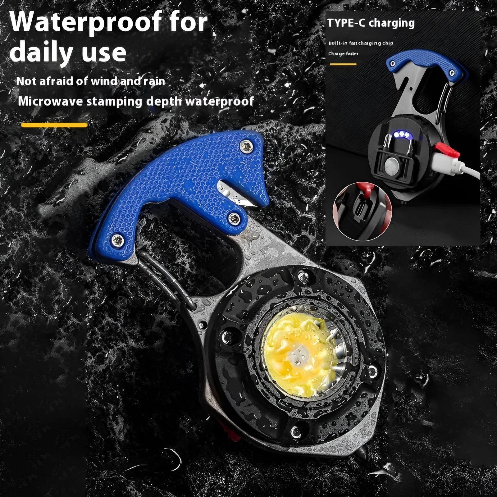 Multifunctional keychain flashlight with emergency tools including window breaker and screwdriver