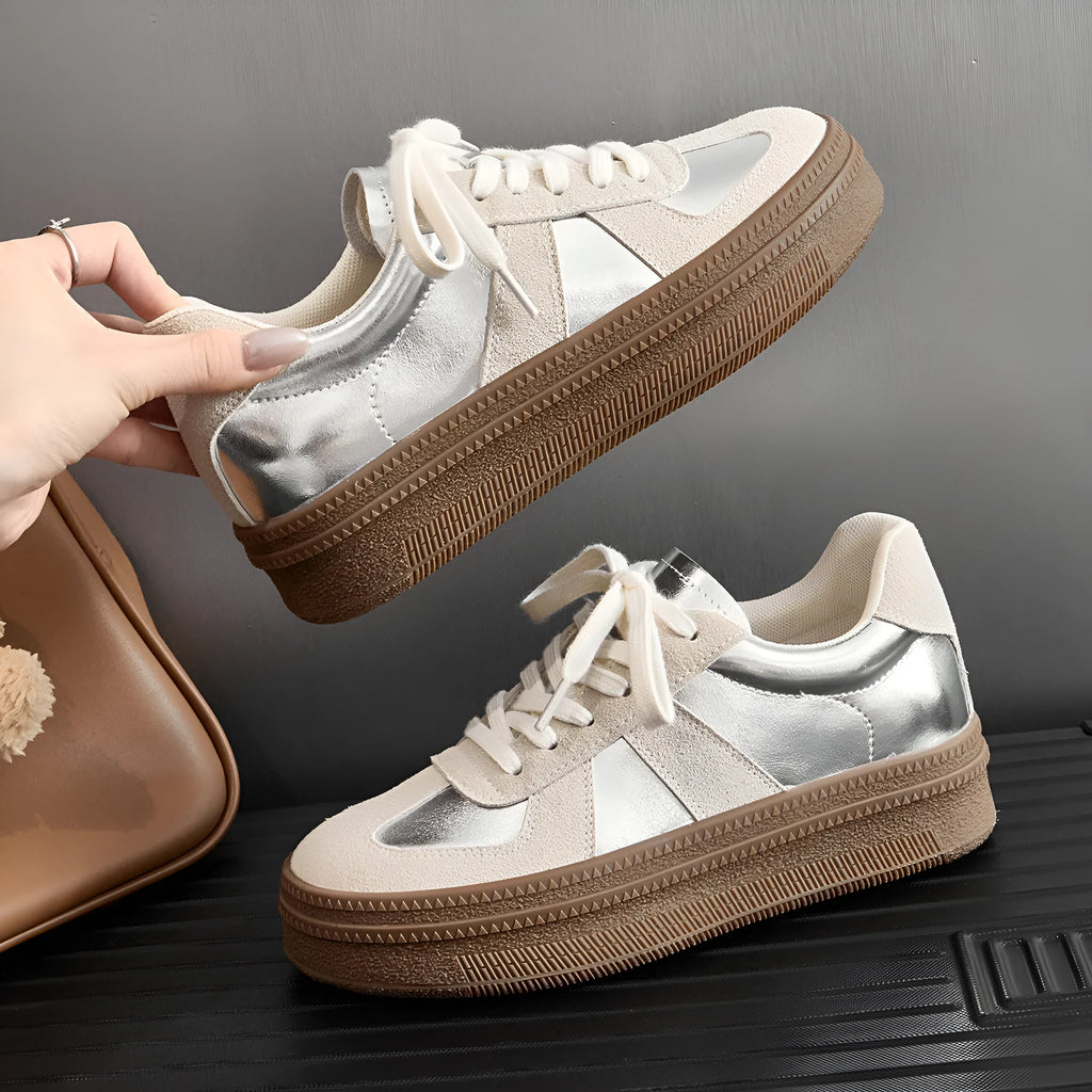 Retro round toe casual board shoes with cross shoulder straps in matte milky white