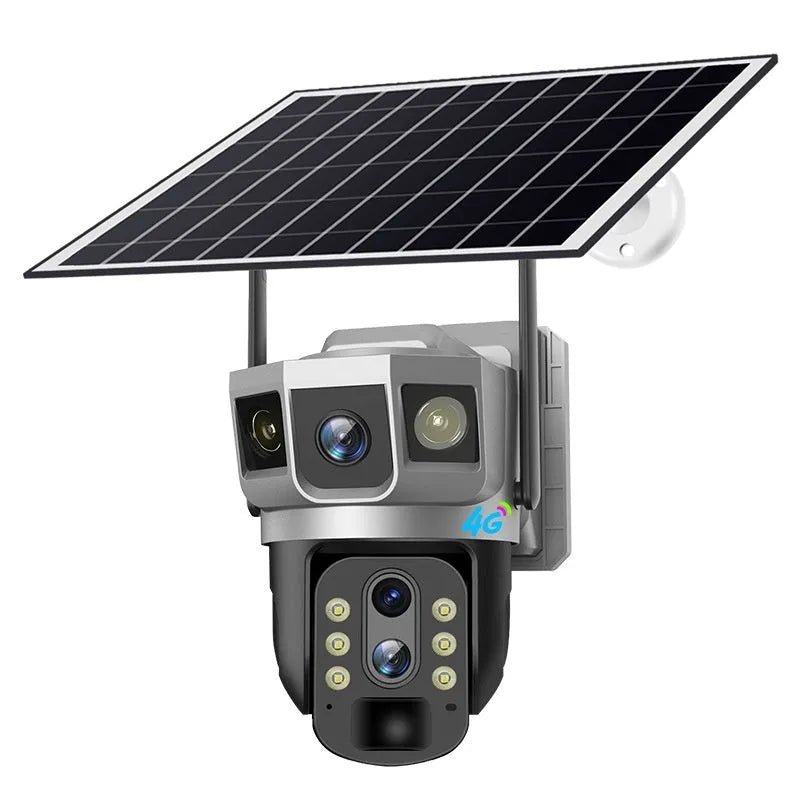 V380 4G outdoor smart security camera with solar panel and 10x zoom capability