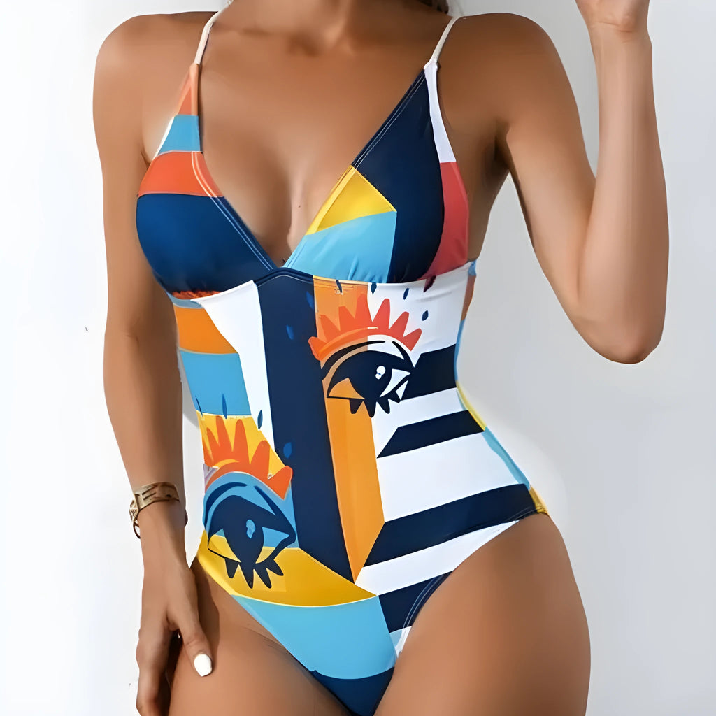 Plus size women's backless one-piece swimsuit in blue, purple, green, or pink solid colours
