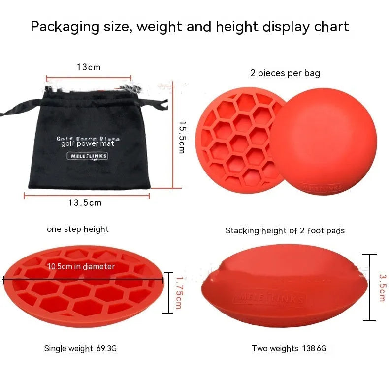 Orange golf training mat for centre of gravity and weight transfer practice